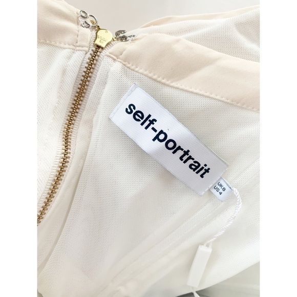 Nwt Self-Portrait Sequin Ruffle Mini Dress Ivory - Picture 9 of 15